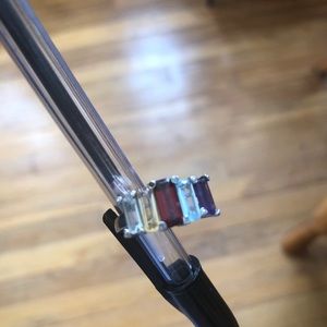 Multicolor rectangular stone ring